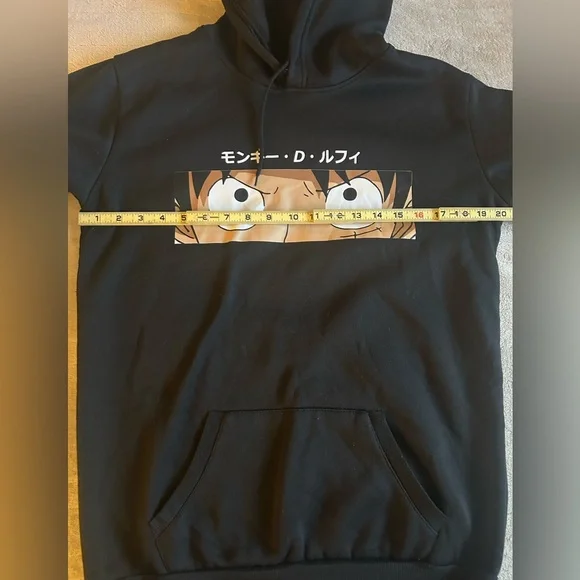 Anime Graphic “One Piece” Black Hoodie with  Yellow Text - Picture 4 of 6